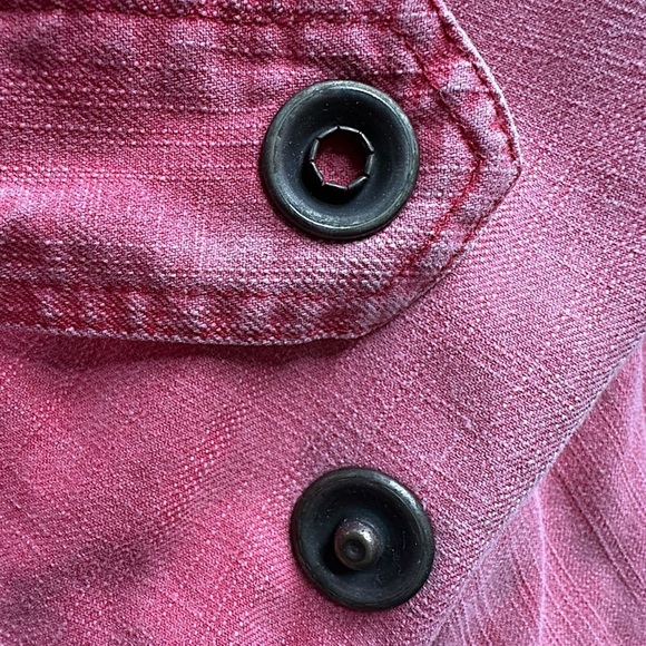 COLDWATER CREEK NWOT WASHED RED COTTON CANVAS HALF SNAP JACKET HOODIE | MEDIUM - Picture 5 of 11